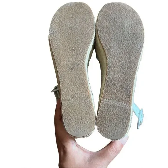 Free People Leather Coastal Platform Wedge Espadrille White Size 39 - Picture 5 of 10